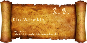 Kis Valentin névjegykártya